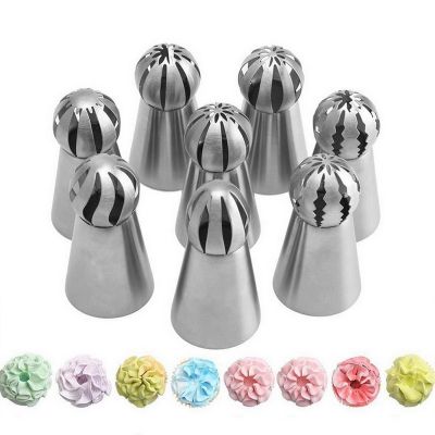 【hot】 8Pcs/Set Sphere Icing Piping Nozzles Pastry Tips Torch Tube Decoration