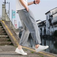 Linen Wide Men Pants New Korean Trousers Oversize Linens Streetwear 2022 Male Spring Summer Pants Casual Men Clothing SweatpantsTH