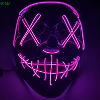 ?【Lowest price】HOMA Halloween LED Mask PARTY แสงสีผสมหน้ากากเรืองแสงในหน้ากากคอสเพลย์สีเข้ม