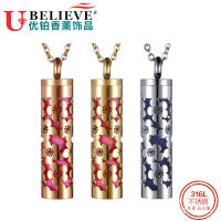 Ubelieve AROMA สร้อยคอ 316L สแตนเลสอโรมา Essential Oil Diffuser กล่องน้ำหอม Locket จี้เครื่องประดับ-GONGXI