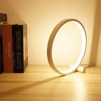 Modern Dimmable Desktop Bedside Decorative Lamps Round Shaped LED Table Circular Acrylic Light Minimalist Design Decor