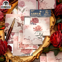 Mr.paper 3 Bookspack Vintage Rose Memo Pad คู่มือดอกไม้โรแมนติก DIY ตกแต่งความงามหมายเหตุหมายเหตุกระดาษเครื่องเขียน