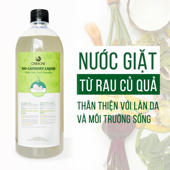 Nước giặt sinh học one4one 1l chỉ từ rau củ quả, giữ màu bio laundry liquid - ảnh sản phẩm 1