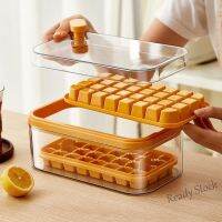 【Ready Stock】 ❣ C14 [] Press Silicone Ice Tray Cube Ball Mold Box Storage Creative Simple