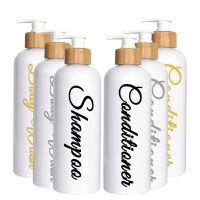 3Pcs Soap Dispenser Bottle With Bamboo Pump Reusable Shampoo Conditioner Body Wash Container Bottle With Labels