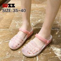 [READY STOCK] WZZ Womens jelly sandals รองเท้าแตะเจลลี่สตรีแฟชั่นระบายอากาศรองเท้าโรมันแฟชั่นเกาหลีรองเท้าผู้หญิงพื้นหนารองเท้าชายหาดกันลื่น