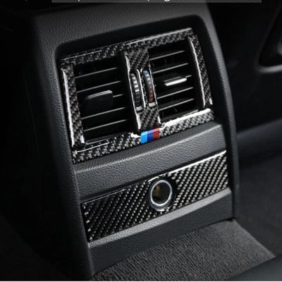 【hot】 Carbon Interior Rear Air Conditioning Outlet Trim Cover Sticker 3 F30 3GT F34 2013-19 Car Accessories