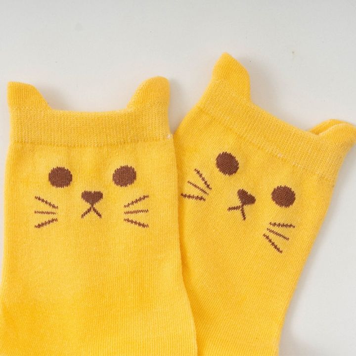 cute-cartoon-cat-women-crew-socks-spring-autumn-kawaii-kitty-cat-paw-print-candy-color-harajuku-casual-female-mid-tube-socks-sox