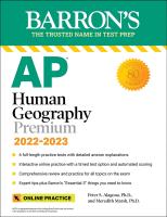 หนังสืออังกฤษใหม่ AP Human Geography Premium, 2022-2023: 6 Practice Tests + Comprehensive Review + Online Practice (Barrons Test Prep) (10TH) [Paperback]