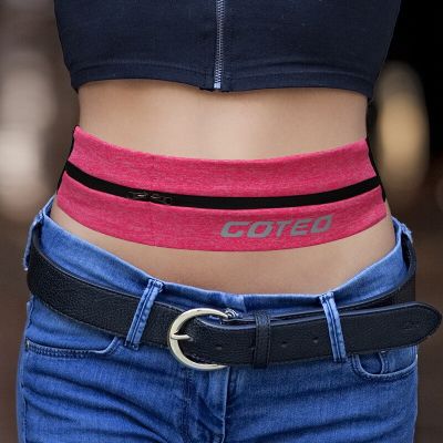 Reflective Elastic Waistband Sport Bag Double Zipper Pocket Running Gym Yoga Waist Belt Pack Phone Wasit Wallet Bag Running Belt