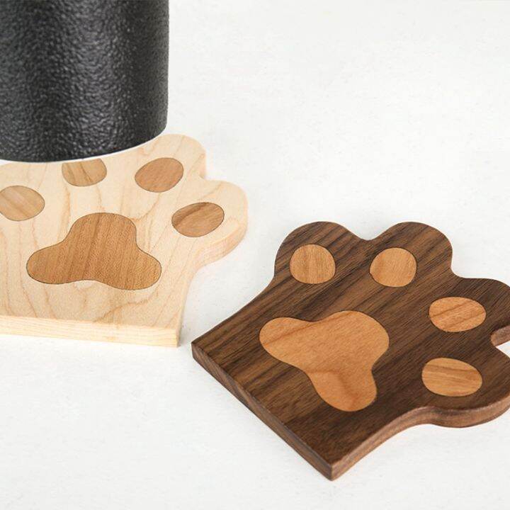 simple-water-coaster-household-coaster-bottom-drag-creative-walnut-tea-coaster-beech-cute-cat-claw