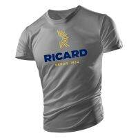 เสื้อยืดพิมพ์ลาย Ricard ไวน์ฝรั่งเศสชายผู้ใหญ่โลโก้แฟชั่นเทรนด์ฤดูร้อนหลวมตัวอักษรขนาดใหญ่คอกลมแขนสั้นสำหรับวัยรุ่น