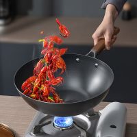 ไม่มีติดกระทะเหล็กทำอาหารหม้อ uncoated ครัวจีน Forge กระทะ handmade Cooktop เตาแก๊สเครื่องครัว cookine