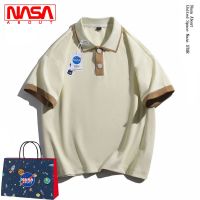 NASA ร่วมฤดูร้อนแขนสั้นแนวโน้มง่าย ๆ สบาย เสื้อโปโลระบายอากาศหลวมแฟชั่นน้ำขึ้นน้ำลงครึ่งแขนทุกการแข่งขัน