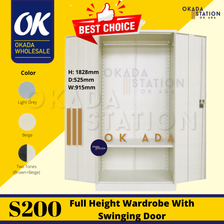 OKADA S200 Metal Wardrobe / Almari Baju / Loker Besi / Rak Baju / Metal ...