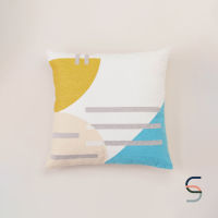 SARABARN Abstract Cushion Cover | ปลอกหมอนอิง ลายแอบสแตรค สีชมพู และ สีเหลือง