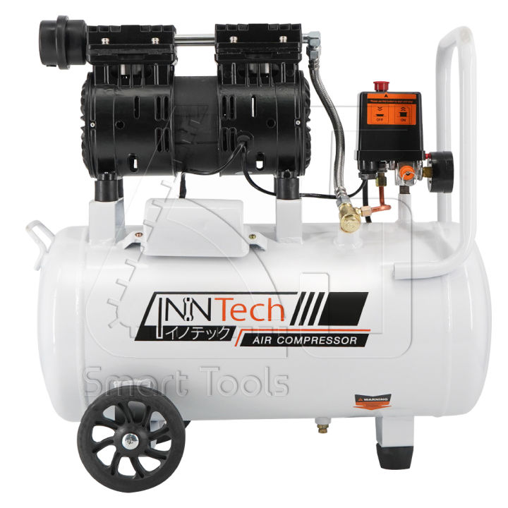 inntech-ปั้มลมออยล์ฟรี-ปั้มลม-30-ลิตร-ปั๊มลม-oil-free-800w-ปั้มลมไฟฟ้า-เครื่องมือช่าง-ถังลม-รุ่น-800w-30l-สีขาว-ถังเต็ม-air-compressor-30l