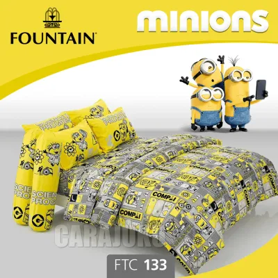 FOUNTAIN ชุดผ้าปูที่นอน มินเนียน Minions FTC133 สีเหลือง #ฟาวเท่น ชุดเครื่องนอน 3.5ฟุต 5ฟุต 6ฟุต ผ้าปู ผ้าปูที่นอน ผ้าปูเตียง ผ้านวม Minion