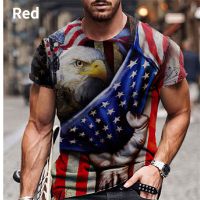 2023 NewSummer ผู้ชายเสื้อยืดใหม่สไตล์ธงชาติ3D แนวโน้มการพิมพ์เด็กแขนสั้นเสื้อยืดขนาดบวกผ้า