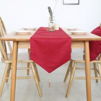 Cotton Linen Table Runner, Modern Solid Color Table Runner with Tassel, for Dining WeddingHoKitchen Bedroom, Table Deco