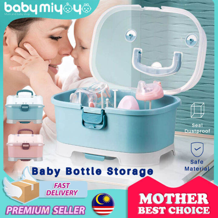Baby MiyOyO FC011 Large Capacity Baby Milk Bottle Storage Box Drying Rack with Cover Carry