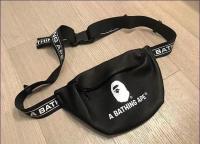 High Version Japanese Magazine Appendix Bape Mens Messenger Shoulder Bag Street Black Waist Bag Reinforced Shoulder Strap