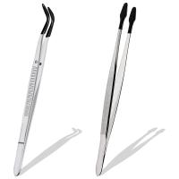 Rubber Tip Tweezers Set for Craft Laboratory Industrial Hobby Tweezers Pliers Jewelry Stamp Plastic Box 12/15cm