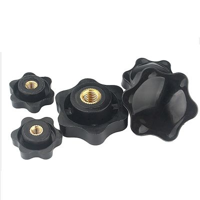 1/5PCS M4M5M6M8M10M12 Female Thread Star  Shaped Head Clamp Nut Knob with Through Hole for Industrial Equipment Iron/Coppercore Nails  Screws Fastener