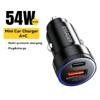 Essager 54W ที่ชาร์จแบตในรถ USB 5A ชาร์จอย่างรวดเร็ว QC 3.0 PD 3.0 SCP AFC เครื่องชาร์จโทรศัพท์ในรถประเภท C USB สำหรับไอโฟนหัวเหว่ย Samsung Xiaomi แท่นชาร์จผนัง