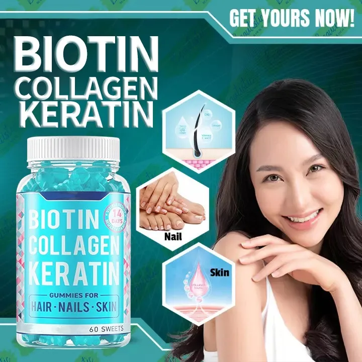 Pretty Authentic 100 Biotin Collagen Keratin Gummies Vitamins For Anti Hair Loss Radiant Skin 0611