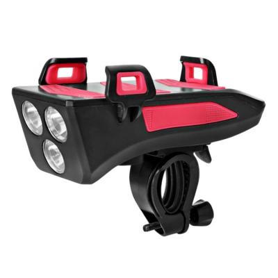 Bike Phone Mount 3 LED Beads Waterproof Bike Lights Rechargeable 4 In 1 Bicycle Front Headlight For Waterproof 2000mAh 5 Sound Effects USB Power Bank easy to use