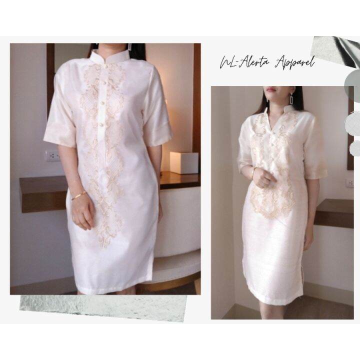 ♝∋ BARONG DRESS FOR WOMEN MODERN FILIPINIANA CHINESE AND V NECK ...