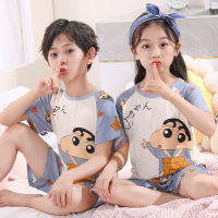 Summer Garfield Cartoon Pajamas Children Boy and Girl Suit Short-sleeve Cotton Sleepwear Casual Pullover Nightwear Homewear Set