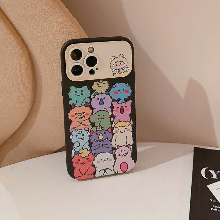 rlucky-เคสโทรศัพท์ซิลิโคนหน้าต่างขนาดใหญ่การ์ตูนสุดเท่-สำหรับ-iphone-14-13-12-11-pro-max-x-xs-xr-max-8-7-plus-se-2020-casing-ponsel-ตัวปกป้องกล้องถ่ายรูปคลุมทั้งหมดสำหรับ-apple-iphone-เคสสไตล์น่ารัก-i