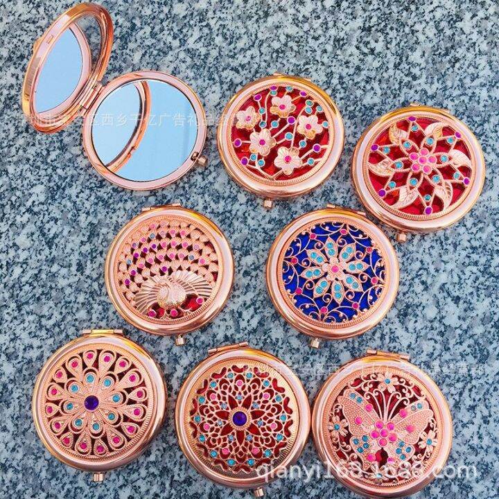 mini-retro-two-side-folding-make-up-mirror-women-vintage-printed-round-makeup-compact-pocket-floral-portable-cosmetic-for-gift-mirrors