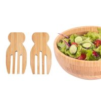 ۞☾ Bamboo Salad Hands Natural Bamboo Rice Spoon Non-stick Soup Unpainted Wooden Salad Spoon Stirring Fork Wooden Utensils Tableware