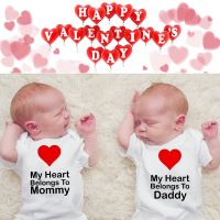 My Heat Belongs To Mummy/daddy Valentines Day Baby Boys Girls Short Sleeve Bodysuits Newborn 0-24M Clothes