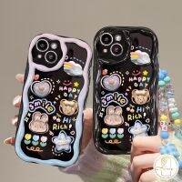 เคสโทรศัพท์รูปหัวใจรูปเมฆสีรุ้งน่ารักเข้ากันได้กับ IPhone 13 14 11 12 Pro Max XR X 7 6S 6 8 Plus XS Max SE 2020 3D ตุ๊กตาการ์ตูน DIY กระต่ายหมี3D ขอบโค้งมนหยักฝาครอบนุ่ม