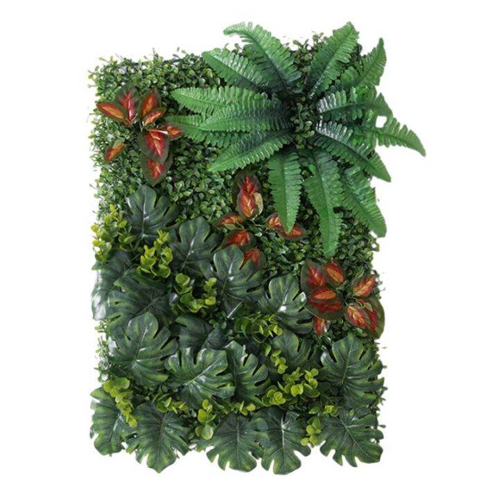 2x-artificial-grass-diy-miniature-lawn-garden-ornament-red-leaves