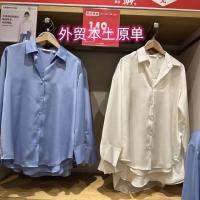 UNIQLO Youjia เสื้อเชิ้ตใหม่ฤดูใบไม้ผลิและฤดูร้อนแขนยาวผู้หญิงผ้าซาตินสีขาวเข้าได้กับทุกชุดเสื้อ Y458834