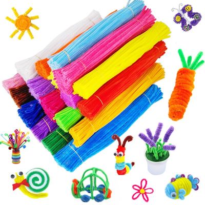 100Pcs Creative Plush Sticks Rainbow Colors Shilly-Stick Educational DIY Toys Handmade Art Craft Supplies Hobby Devoloping Toys