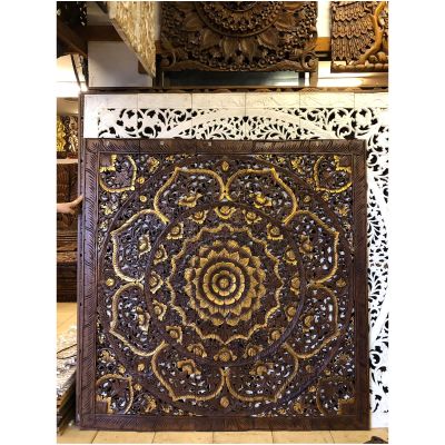 มีหลายสี ไม้สักฉลุลายไทย (ขนาดใหญ่) ขนาด 150x150 ซม. ไม้สักแท้ หนา 1.5 ซม. แยกได้ 5 ชิ้น ไม้สักแกะสลัก **รับประกันการจัดส่ง** Ceiling Teak Wooden Carved Wallpaper