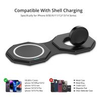 Bonola Foldable 2 In 1 Wireless Charger Pad For Apple Watch Ultra/8 15W Magnetic Wireless Charging For Iphone 11/12/13/14 Pro