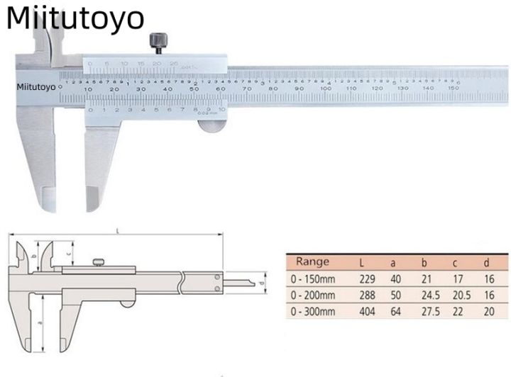 miitutoyo-530-118เครื่องวัดระยะเวอร์เนีย150มม-0-02สแตนเลสภายในและภายนอกขั้นตอนความลึกเครื่องมือวัดเมตริก8-0-200มม-ช่วง