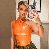 New Fashion Sexy Solid Slim One Shoulder Sleeveless Briefs Versatile Reflective Bodysuit Body Suits for Women Romper