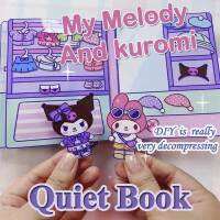 หนังสือเงียบ Montessori ของเล่นสำหรับเด็กผู้หญิง 3-6 ปี KUROMI Melody DIY ปริศนาการศึกษาหนังสือสติกเกอร์หนังสือยุ่งสำหรับเด็ก ของเล่นธีมคริสต์มาสวันฮาโลวีน