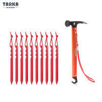 TARKA Camping หมุดเต็นท์และค้อนชุดค้อนกลางแจ้ง10Pcs Garden Stake Ground Nail Travel เครื่องมือเดินป่าอุปกรณ์