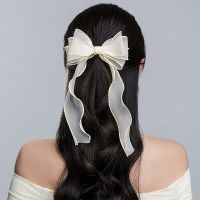 Fashion Three-Layer Organza Bow Ribbon Hairpin for Women Girls Hair Accessories Solid Sweet Ponytail Holder Clip Headwear