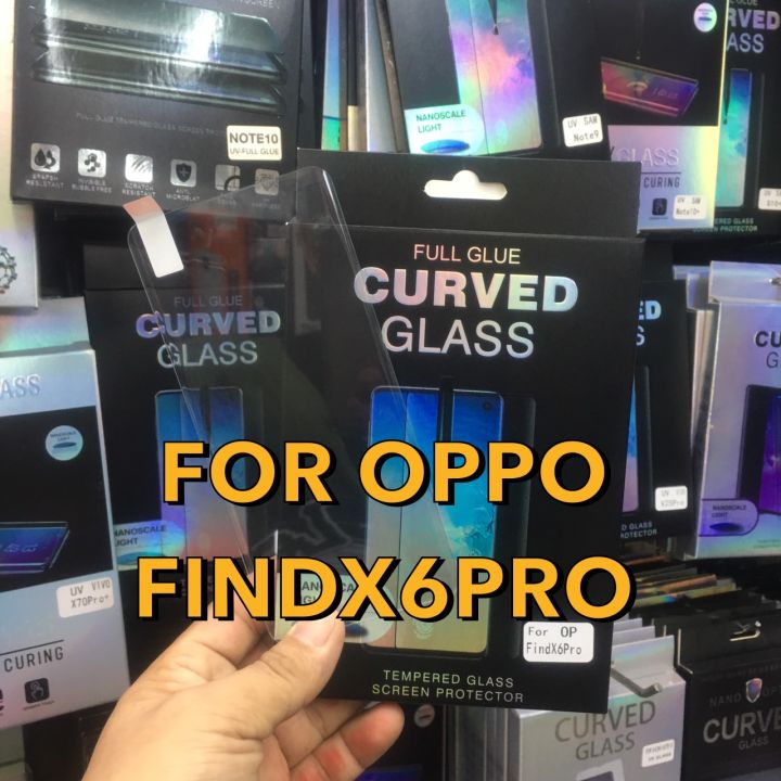 oppo-find-x6-proออปโป้ฟิล์มกันรอย-ฟิล์มกันรอยหน้าจอ-ฟิล์มกระจกกาว-uv-แบบใสทั้งแผ่น-uv-curved-glass