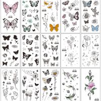 【YF】 Pink Butterfly Women Back Waist Flash Tatoo Girl Body Art Fake Tattoos Realistic Sexy Waterproof Temporary Tattoo Sticker India